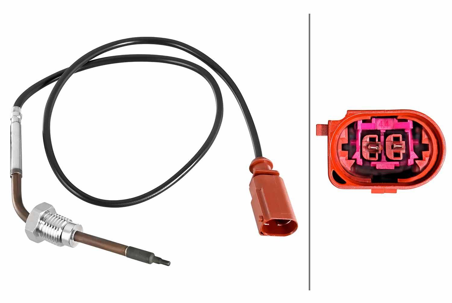Sensor Abgastemperatur geschraubt 2-polig 530 mm Kabel HELLA für AUDI A8-1