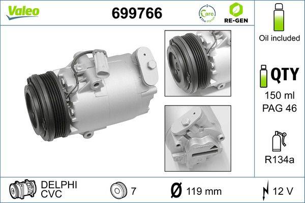 Valeo 699766 Kompressor, Klimaanlage-0