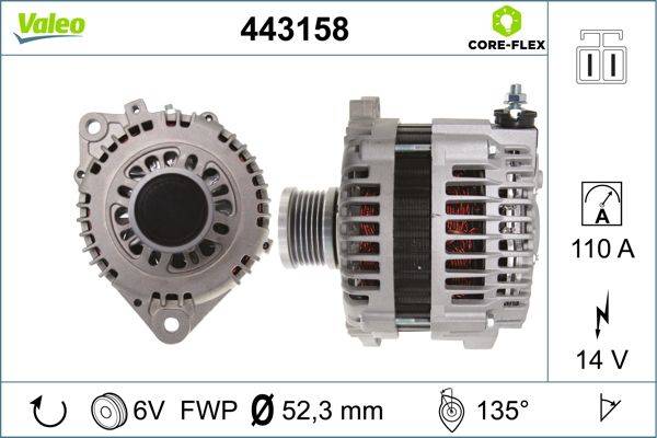 Lichtmaschine Generator 14 V 110 A Ø 52 mm VALEO für u.a. NISSAN X-TRAIL-0