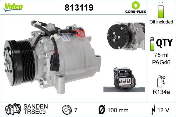 Klimakompressor 12 V R 134a Ø 100 mm VALEO IAM-Expertise passend für HONDA CR-V-3