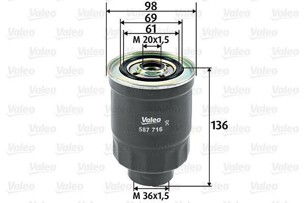 Kraftstofffilter Anschraubfilter Ø 98 mm VALEO für u.a. HYUNDAI H-1-3