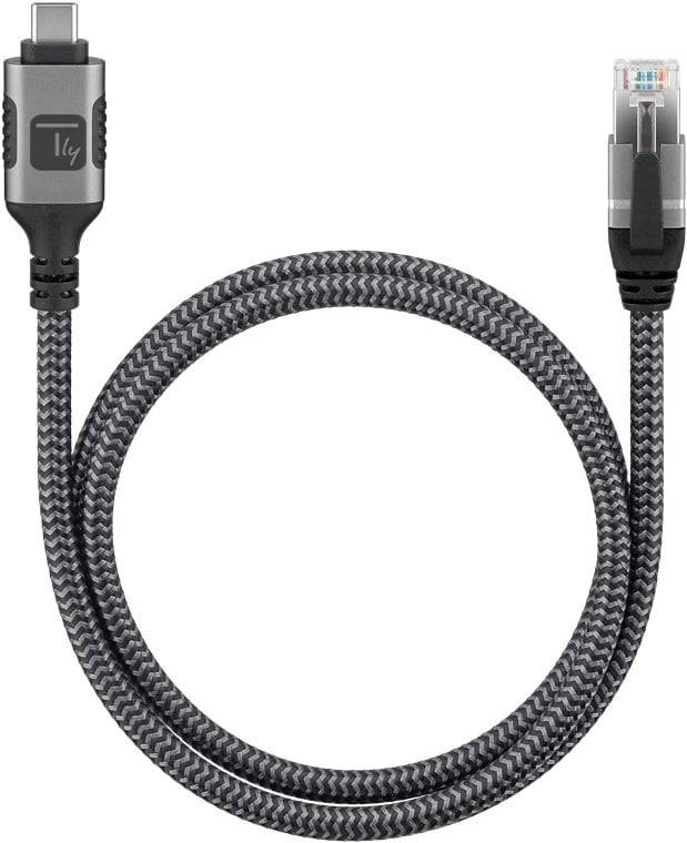 USB 3.2 Type-C Ethernet-Kabel, C/M zu RJ45/M, 2m, 1 Gbit/s aktiv schwarz/silber Multimedia USB Kabel-1