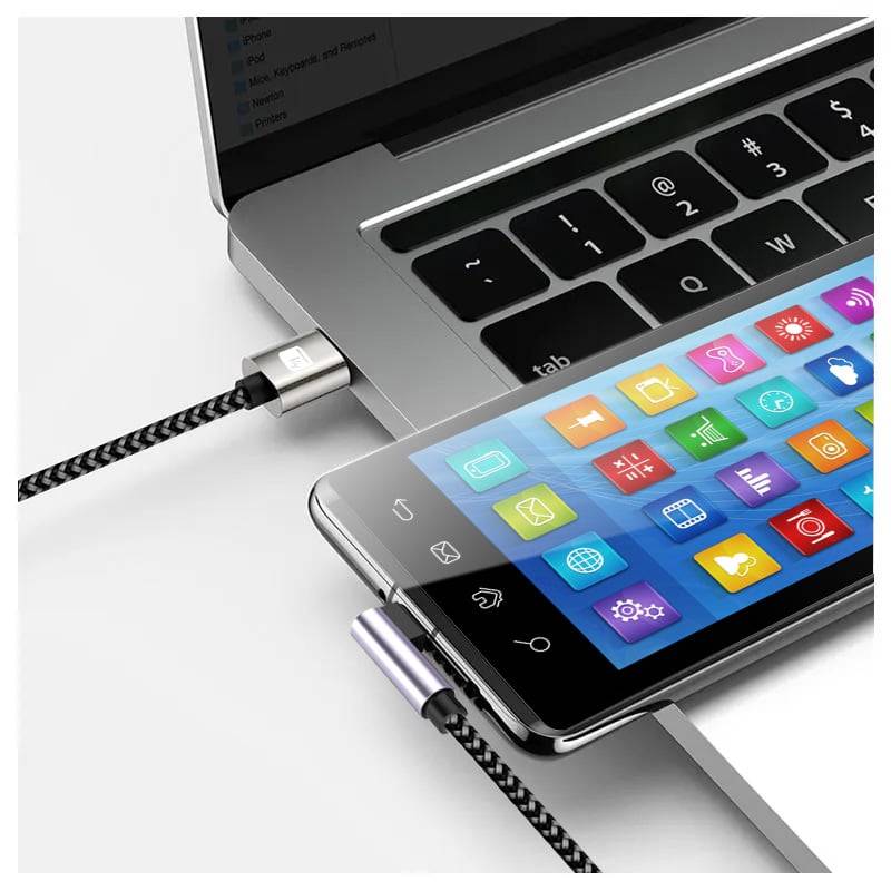 USB-A-Stecker 2.0 / USB-C?-Stecker, gewinkelt 3A 1m Aluminiumkabel Multimedia USB Kabel-2