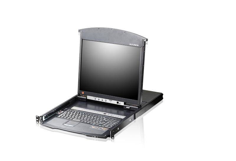 ATEN KL1508AiN KVM-Konsole mit KVM-Switch 8 Anschlüsse PS/2 USB 48,3 cm 19" Rack einbaufähig 1280 x 1024 VGA 1U-0