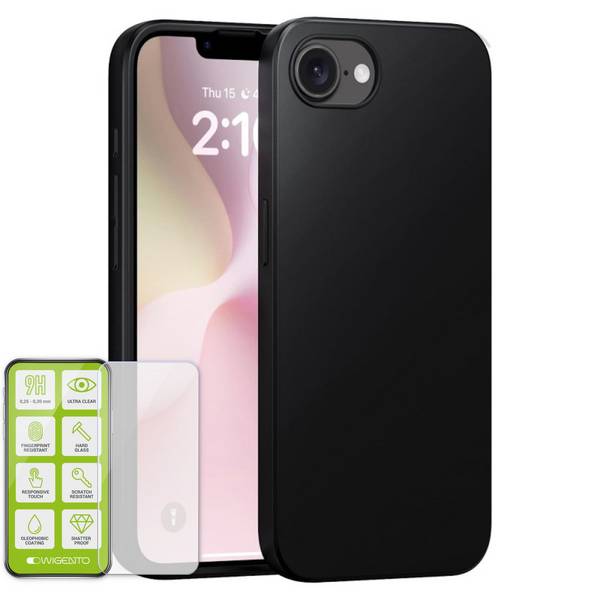 Handy Hülle + Schutzglas für Apple iPhone 17e / 16e 9H dünn TPU Set Schwarz
