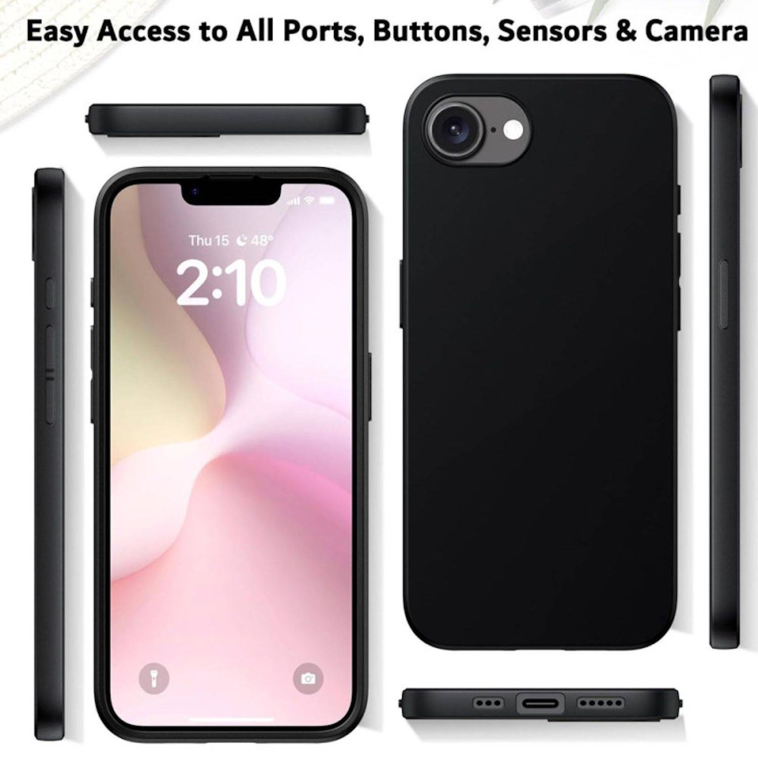 Handy Hülle für Apple iPhone 17e / 16e Silikon TPU Dünn Robust Stoßfest Schwarz-2