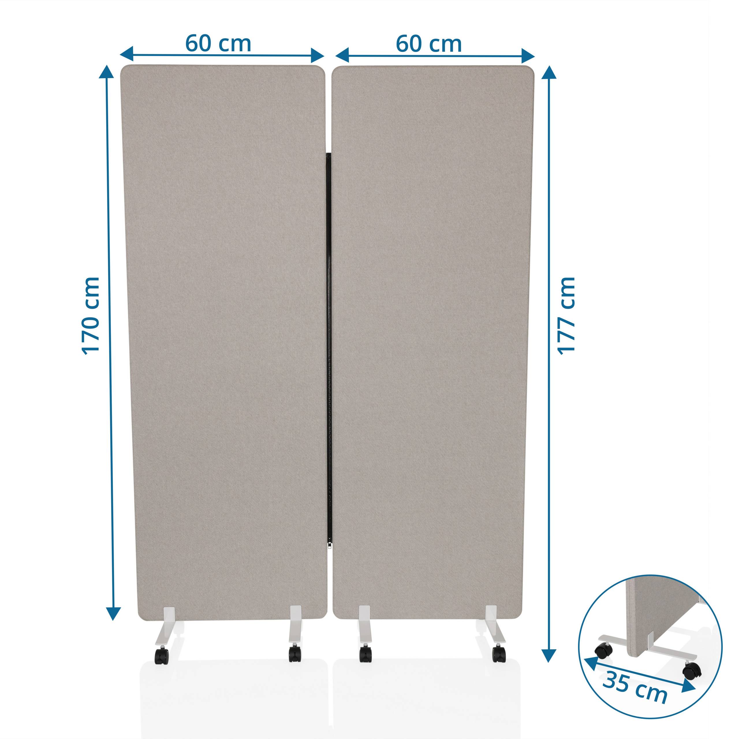 Mobiles Akustik-Trennwand-System FLEXMIUT 1 2er Set grau hjh OFFICE-5