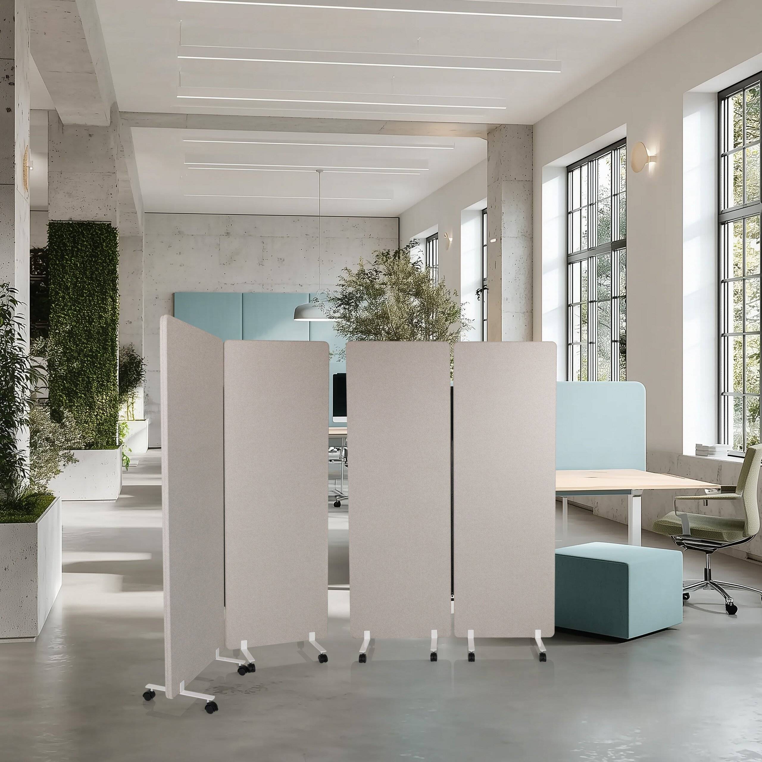 Mobiles Akustik-Trennwand-System FLEXMIUT 1 2er Set grau hjh OFFICE-3