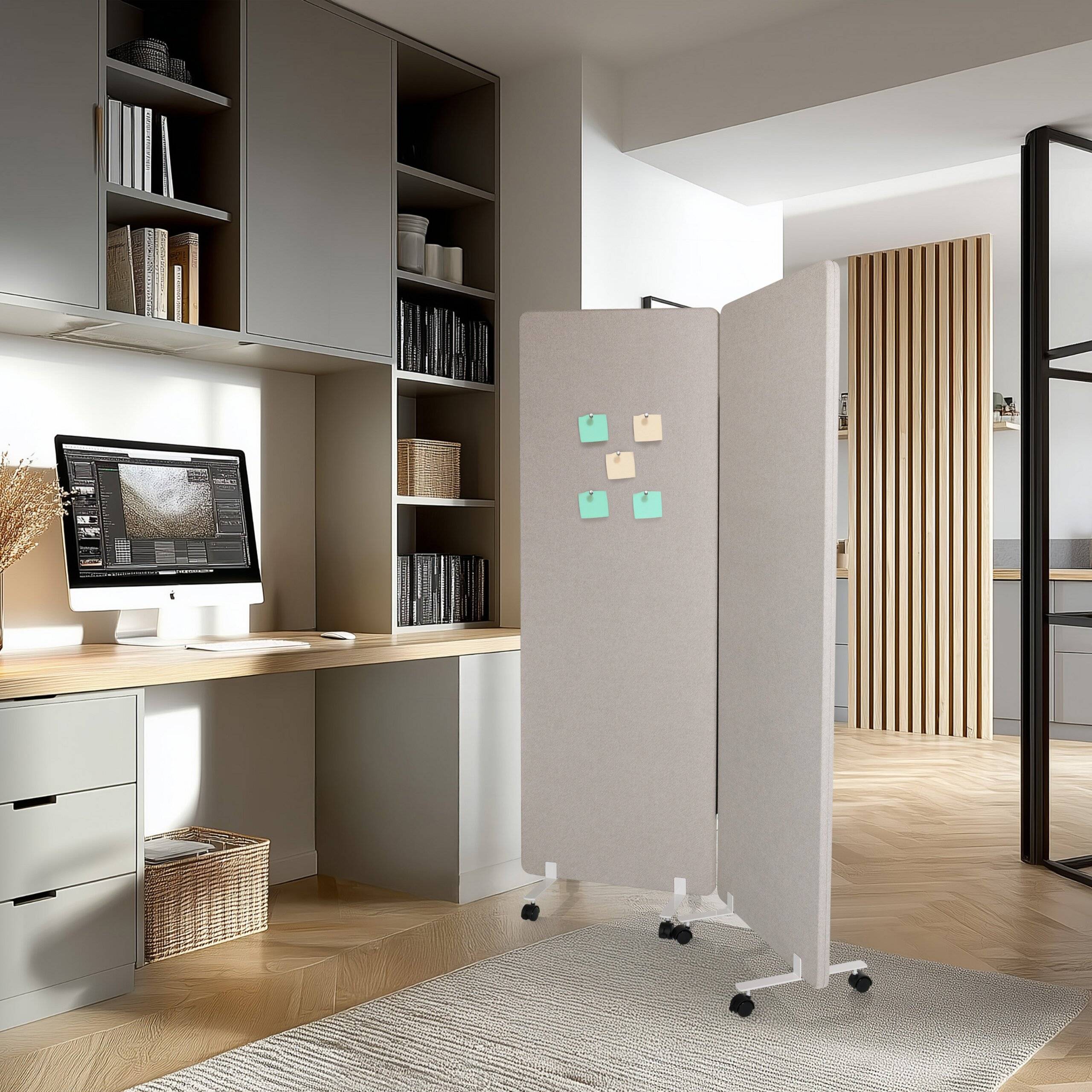Mobiles Akustik-Trennwand-System FLEXMIUT 1 2er Set grau hjh OFFICE-4