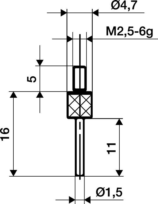 Messeins.D.1,5mm L.50mm Stift M2,5 STA z.Messuhren KÄFER-0