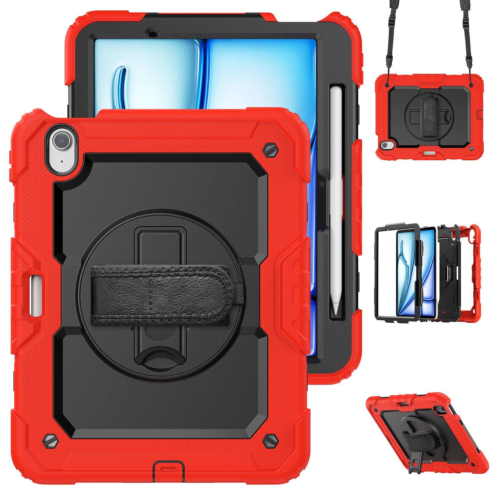 4in1 Case für Apple iPad Air 11 2024 M2 11 Zoll Hülle Stoßfest Schutz + Standfuß-1