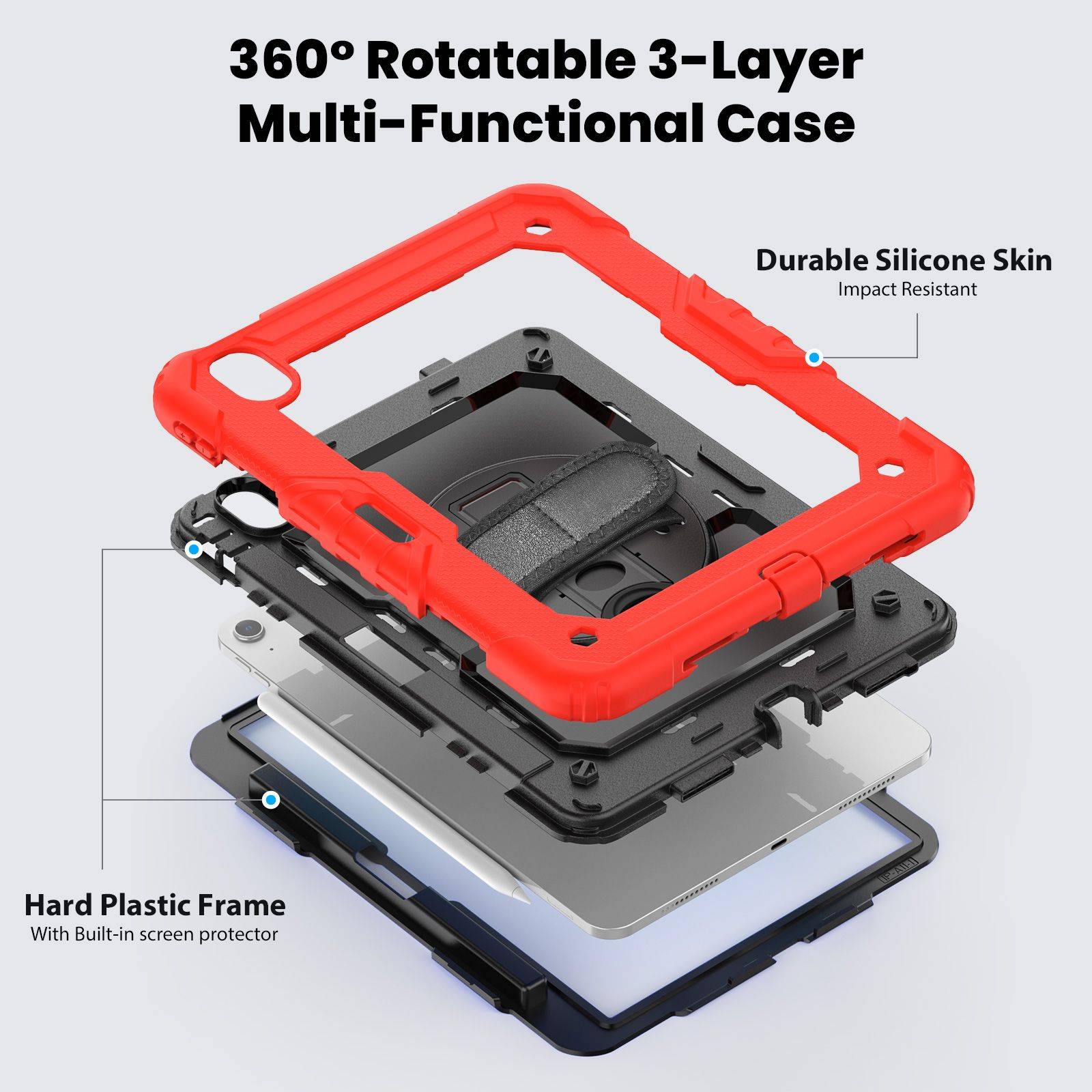 4in1 Case für Apple iPad Air 11 2024 M2 11 Zoll Hülle Stoßfest Schutz + Standfuß-3
