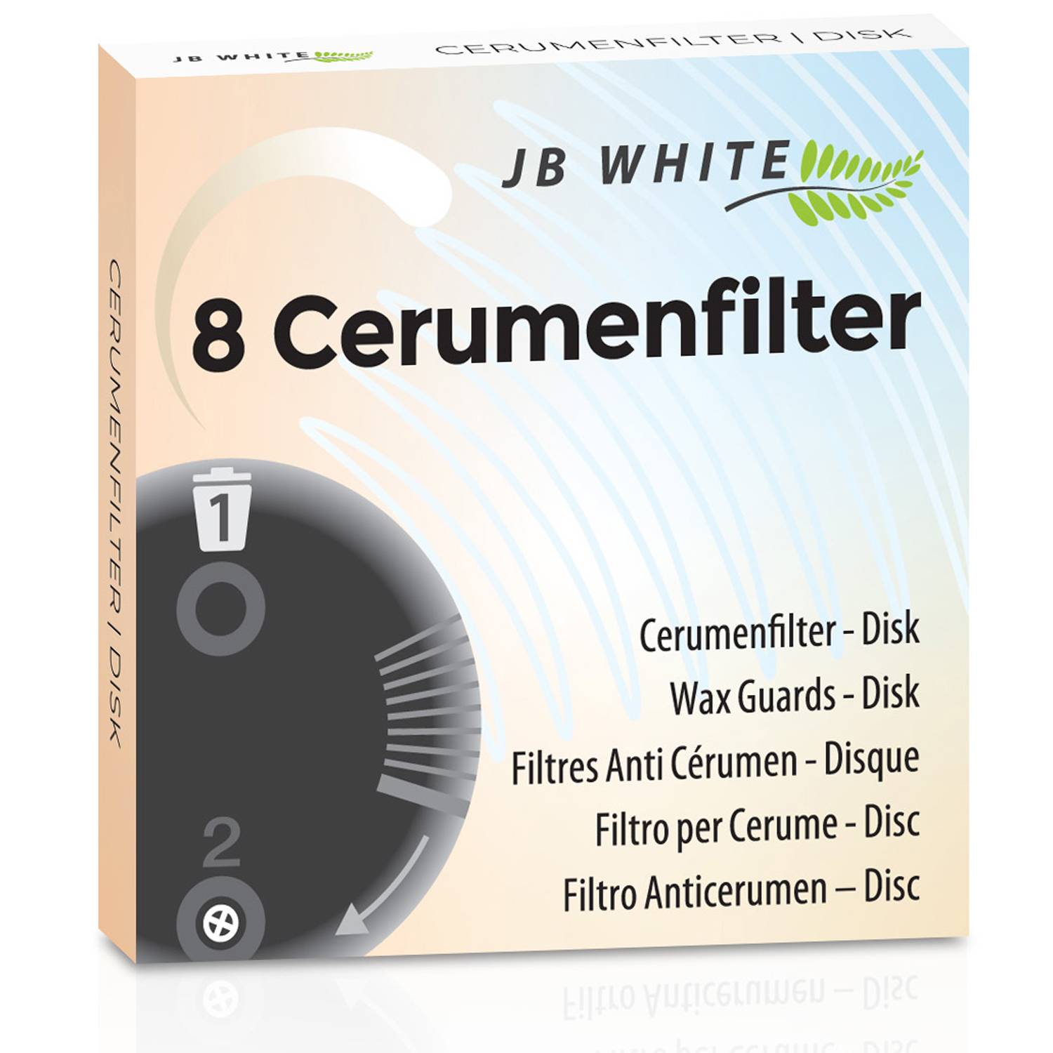 JB White 8 Cerumenfilter für Hörgeräte Cerushield Disc Phonak Audeo Marvel | Wachsschutz Filter Spender 1 Disk-1