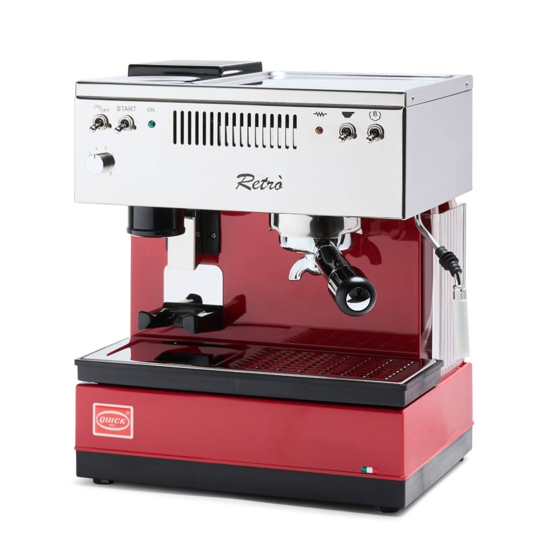 RETRÒ Siebträgermaschine mit integrierter Mühle - rot (0835N-O-L-RO)-0