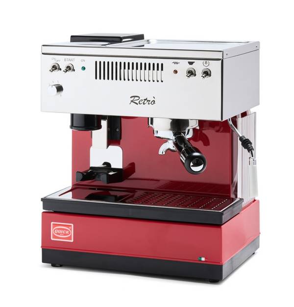 RETRÒ Siebträgermaschine mit integrierter Mühle - rot (0835N-O-L-RO)