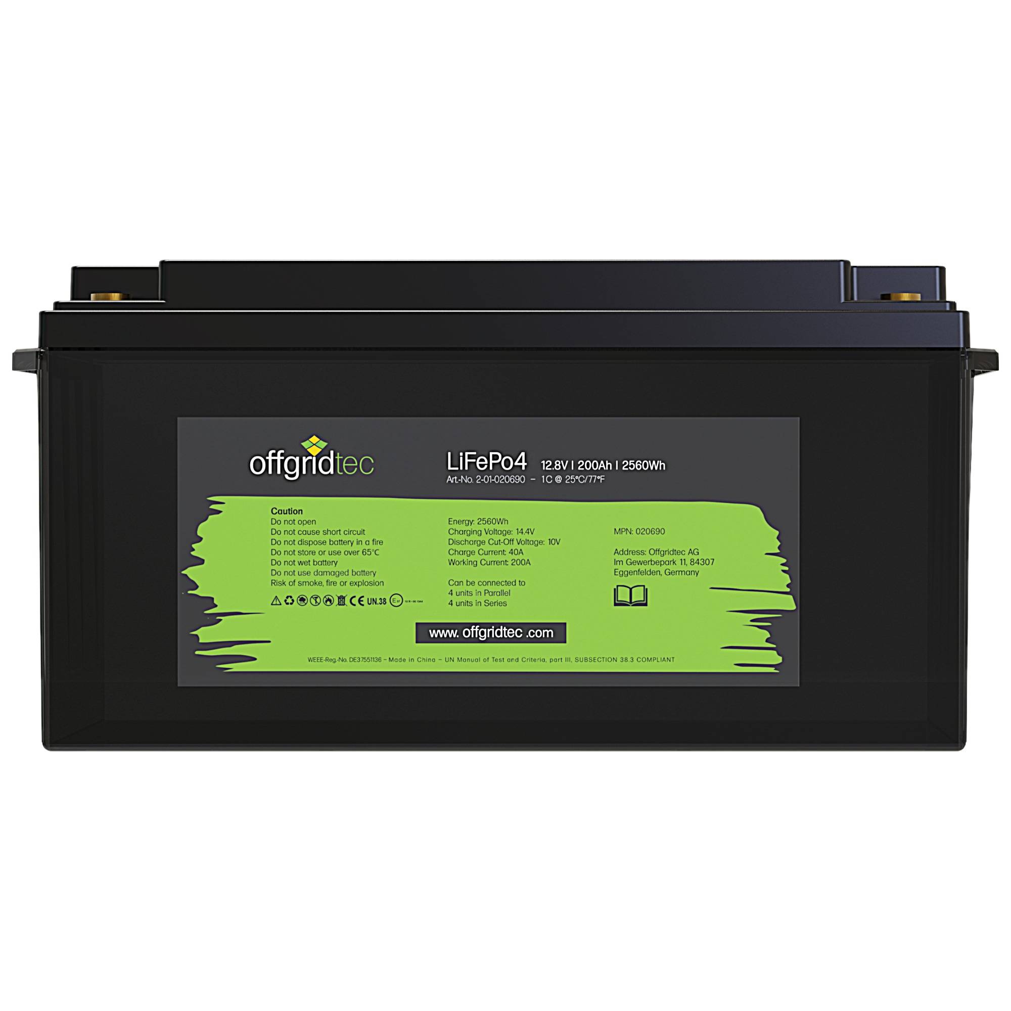 Offgridtec LiFePo4 Akku 12/200 12,8V 200Ah BMS integriert 2560Wh-1