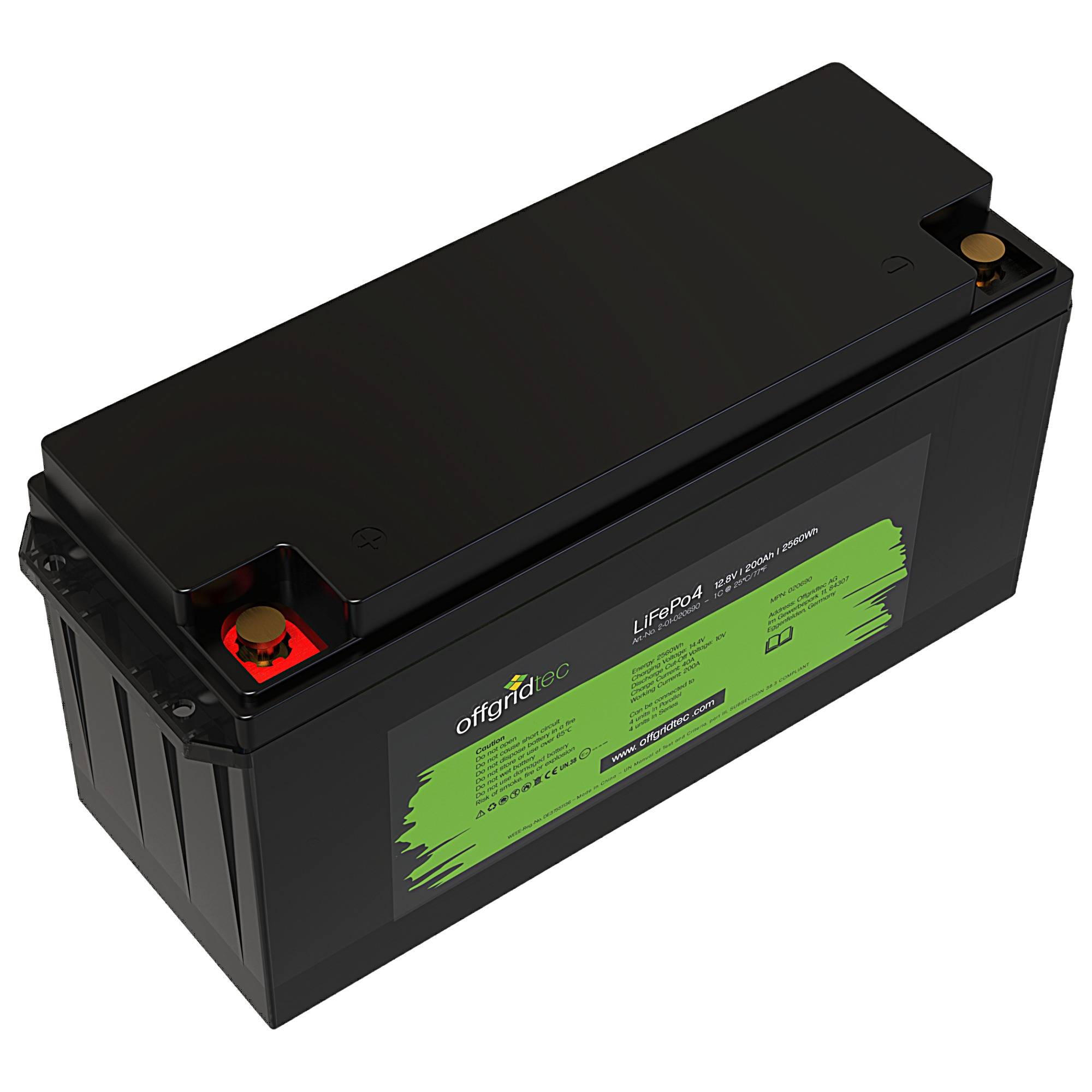 Offgridtec LiFePo4 Akku 12/200 12,8V 200Ah BMS integriert 2560Wh-2