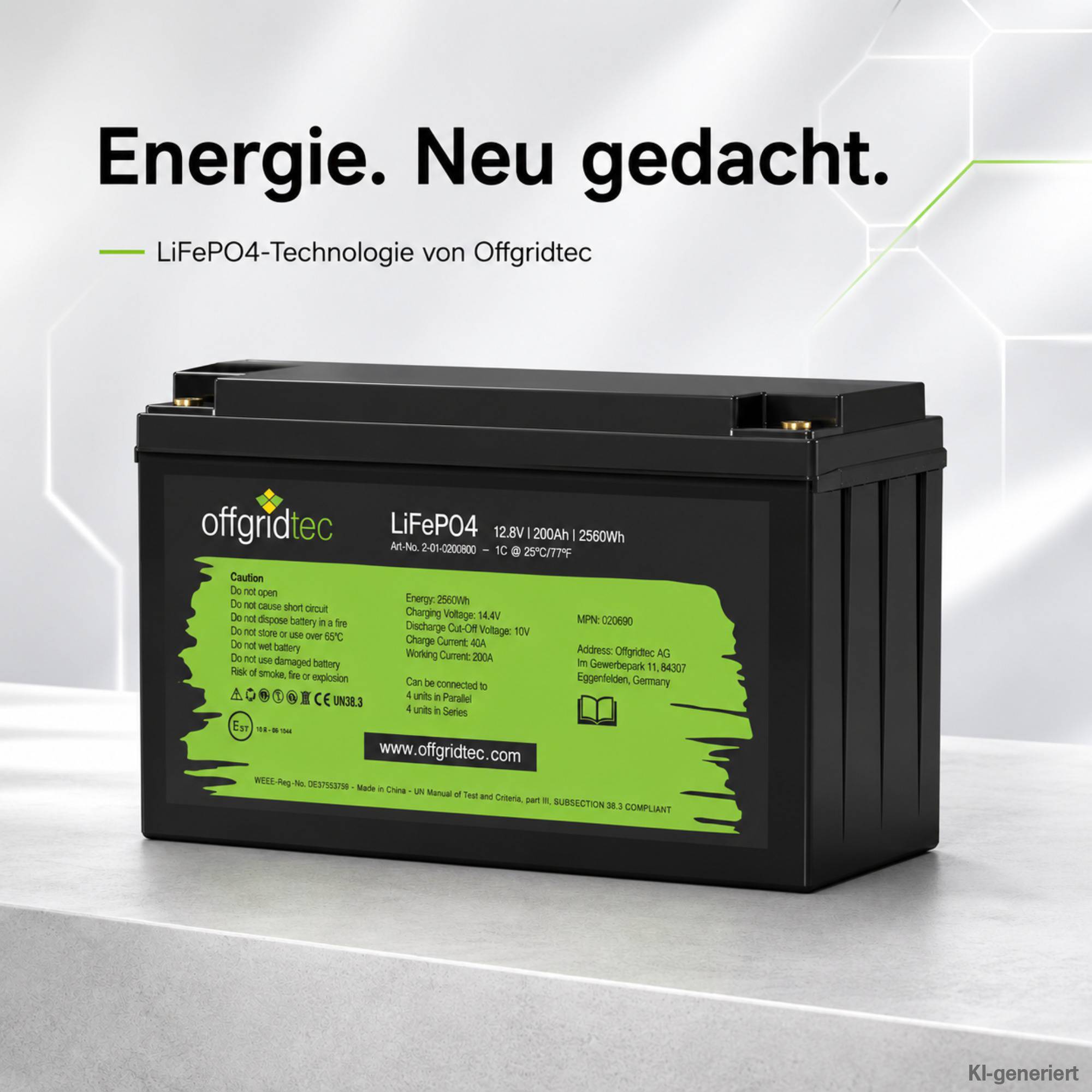 Offgridtec LiFePo4 Akku 12/200 12,8V 200Ah BMS integriert 2560Wh-3