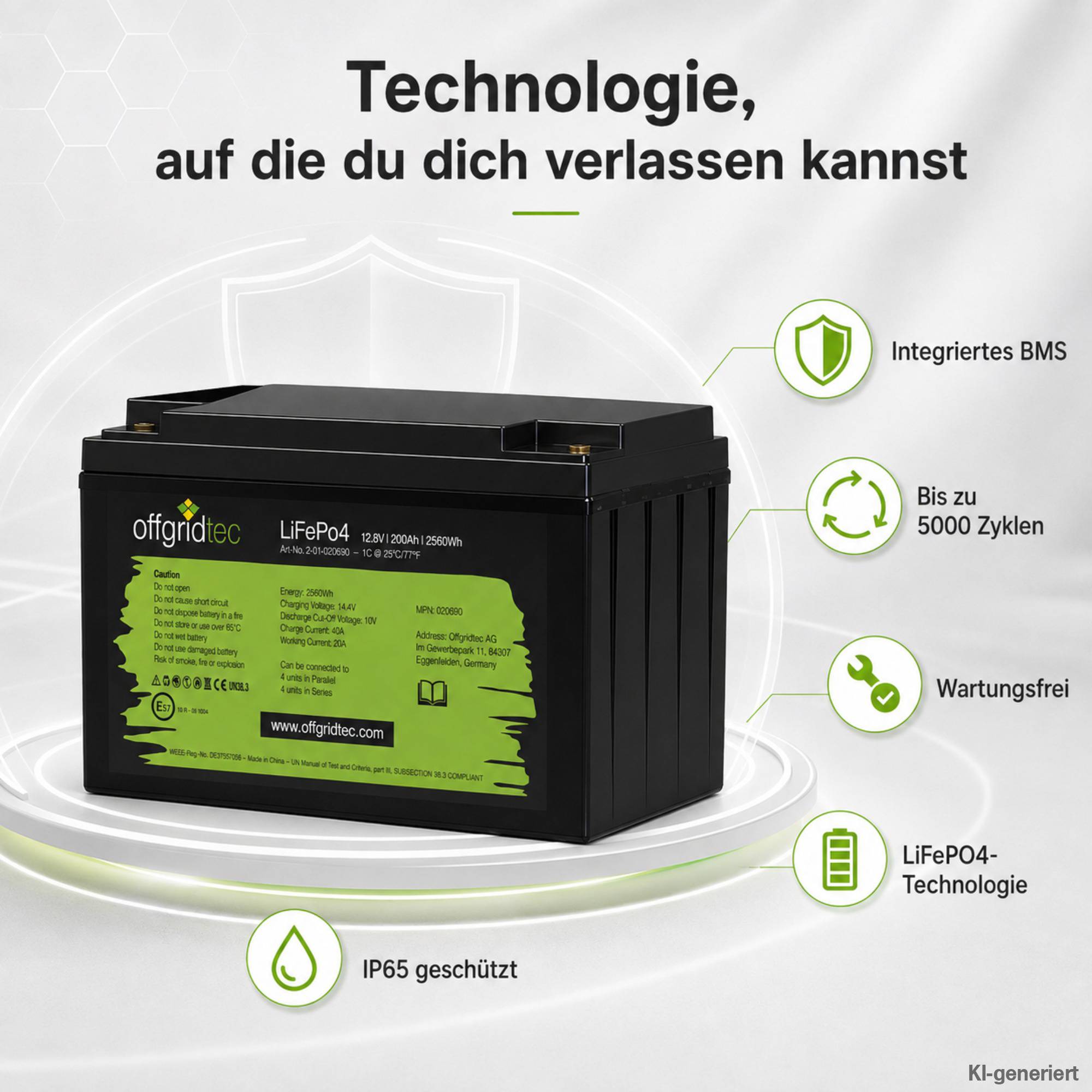 Offgridtec LiFePo4 Akku 12/200 12,8V 200Ah BMS integriert 2560Wh-4
