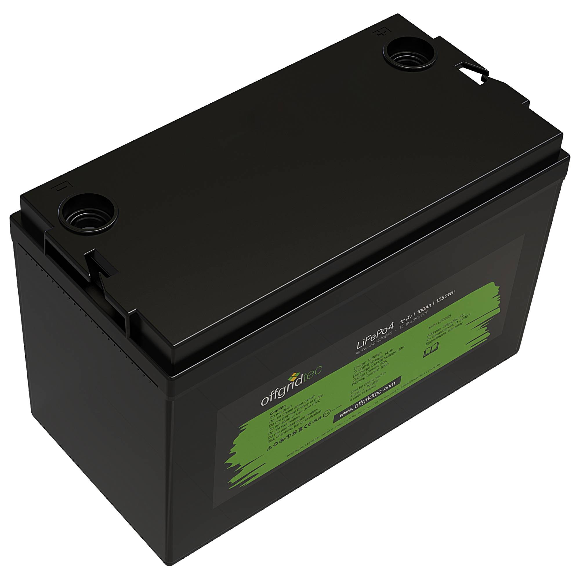 Offgridtec LiFePo4 Akku 12/100 12,8V 100Ah BMS integriert 1280Wh-2