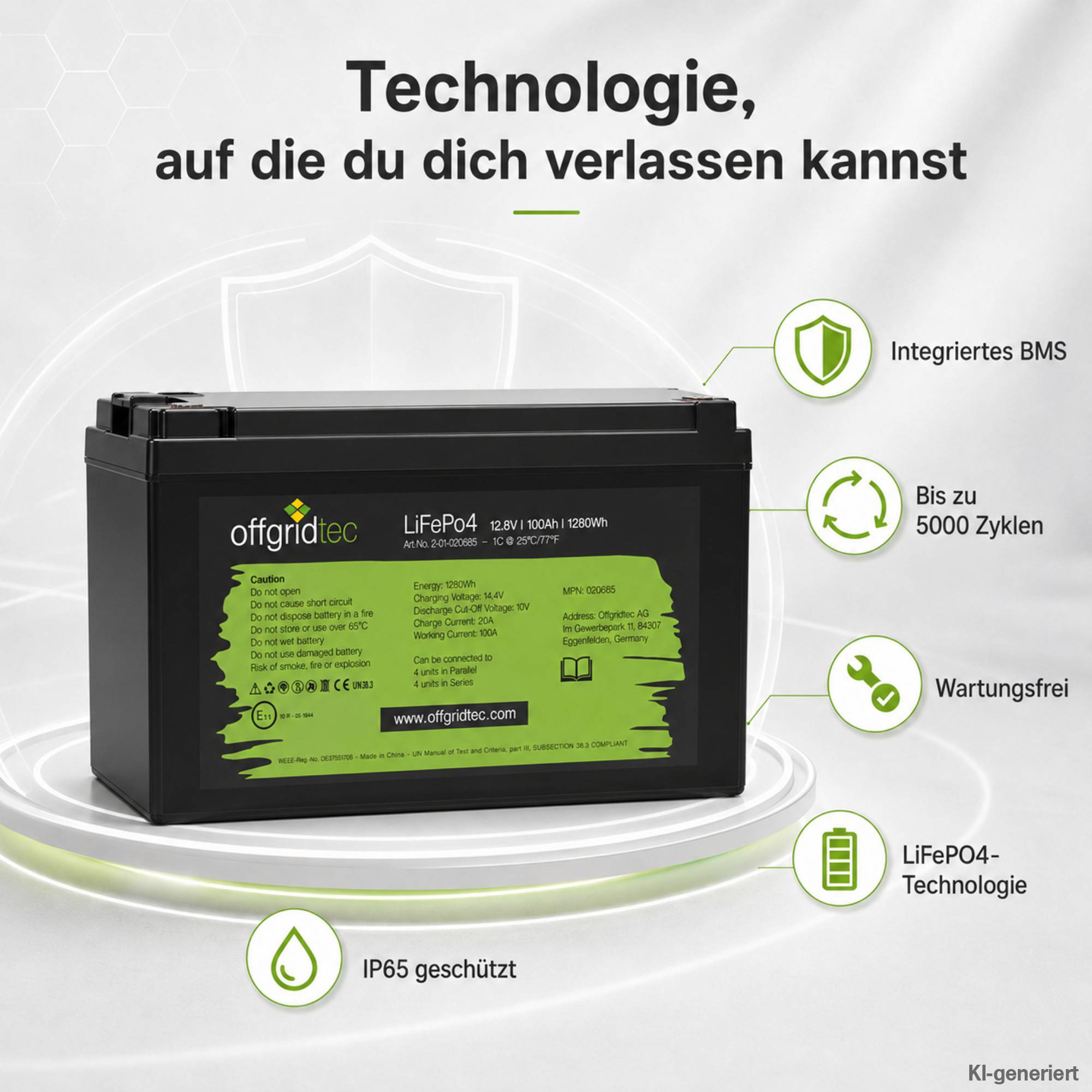 Offgridtec LiFePo4 Akku 12/100 12,8V 100Ah BMS integriert 1280Wh-3