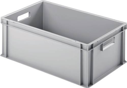 Transportstapelbehälter L600xB400xH220mm o.Deckel hellgrau PP offene Durchgriffe-0
