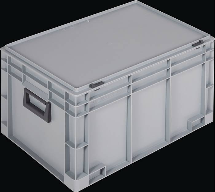 Ku.-Koffer L600xB400xH333mm PP 2 Griffe Schiebeverschluss grau 62,2l LOCKWEILER-0