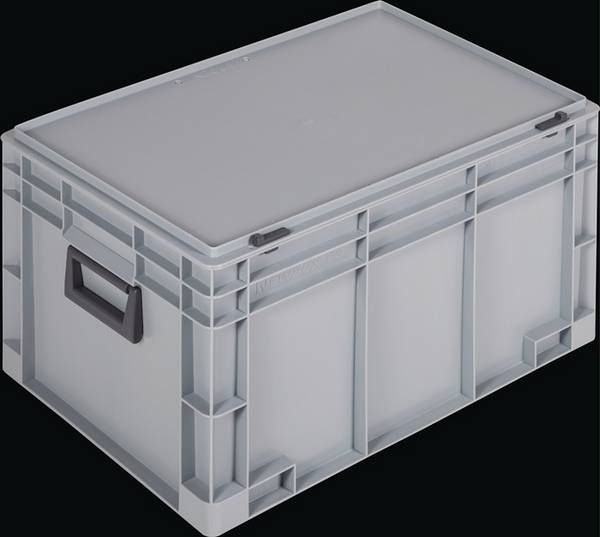 Ku.-Koffer L600xB400xH333mm PP 2 Griffe Schiebeverschluss grau 62,2l LOCKWEILER