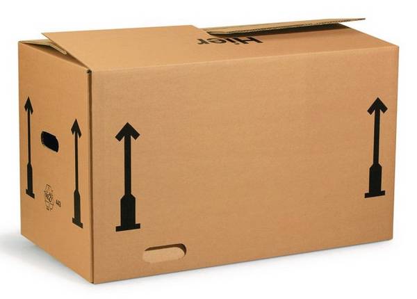 Umzugskarton Wellpappe L650xB350xH370mm zweiwellig braun