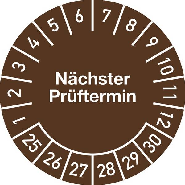 Mehrjahresprüfplakette D.30mm Nächster Prüftermin 2026-2031 Folie Btl.a 100 St.