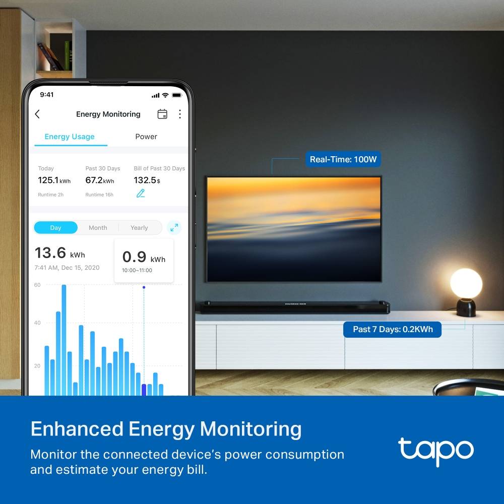 TP-Link Funksteckdose Tapo P110 Mini Smart Wi-Fi Socket 1er-4