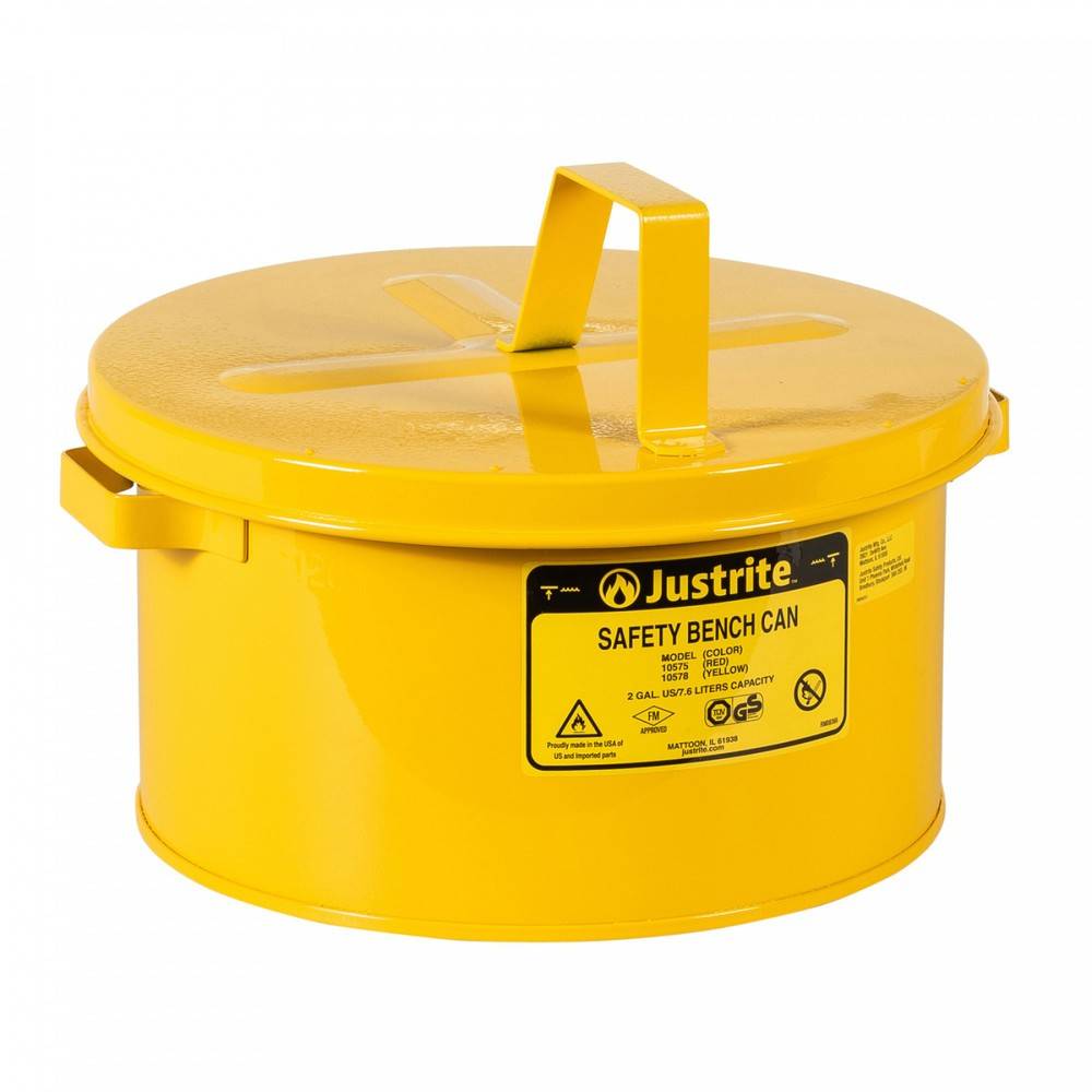 Justrite® Tränkbehälter mit Klappdeckel, gelb, 8 Liter-0