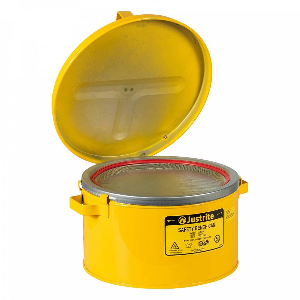 Justrite® Tränkbehälter mit Klappdeckel, gelb, 8 Liter-2