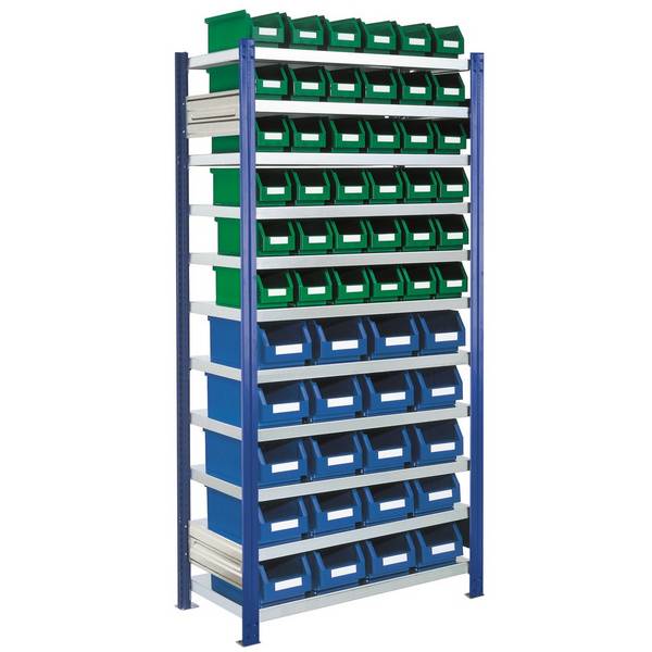 Kappes RasterPlan Fachbodenregal enzianblau mit Sichtlagerkästen