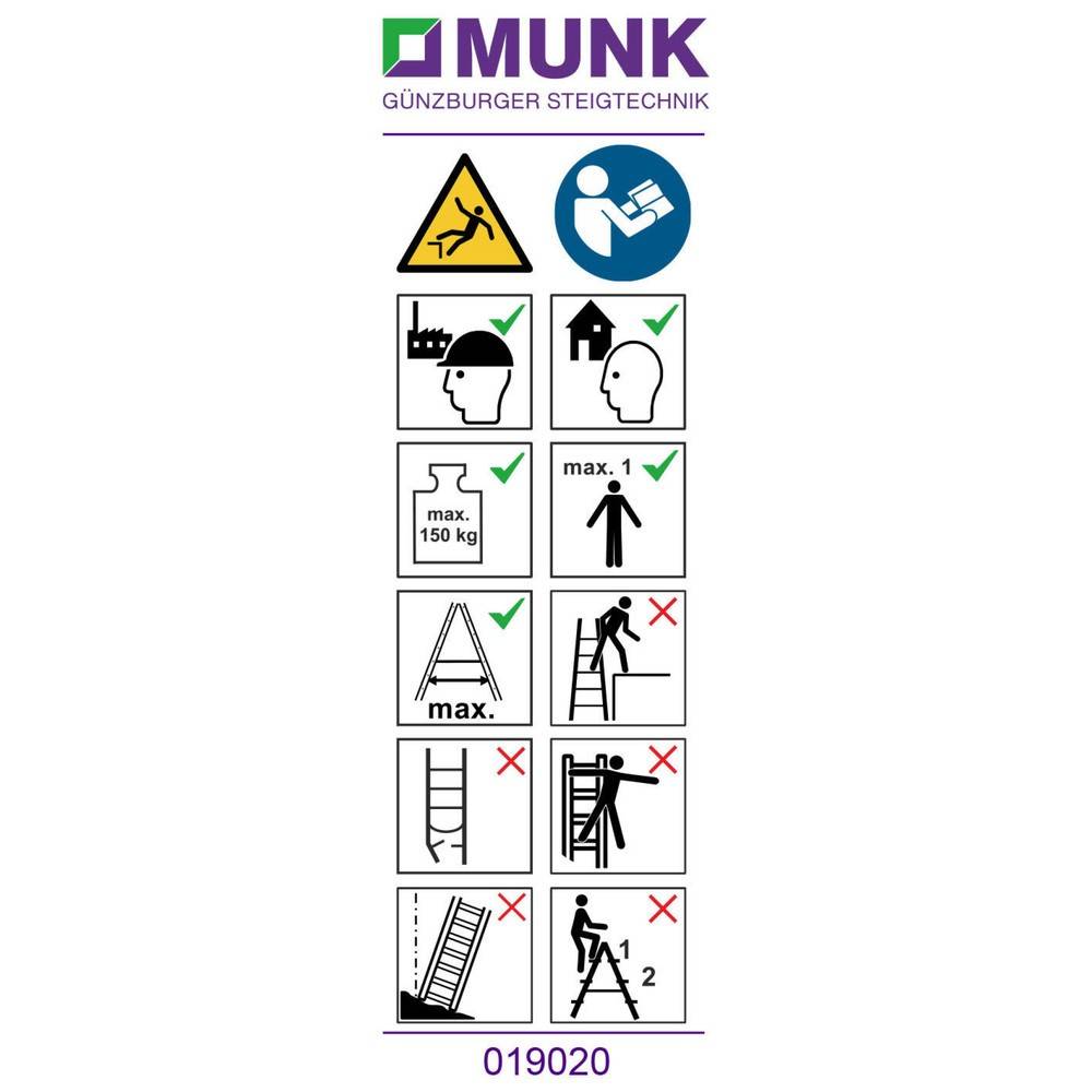 Munk Hinweis-Aufkleber für Stehleitern beidseitig begehbar Aufkleber 1-1