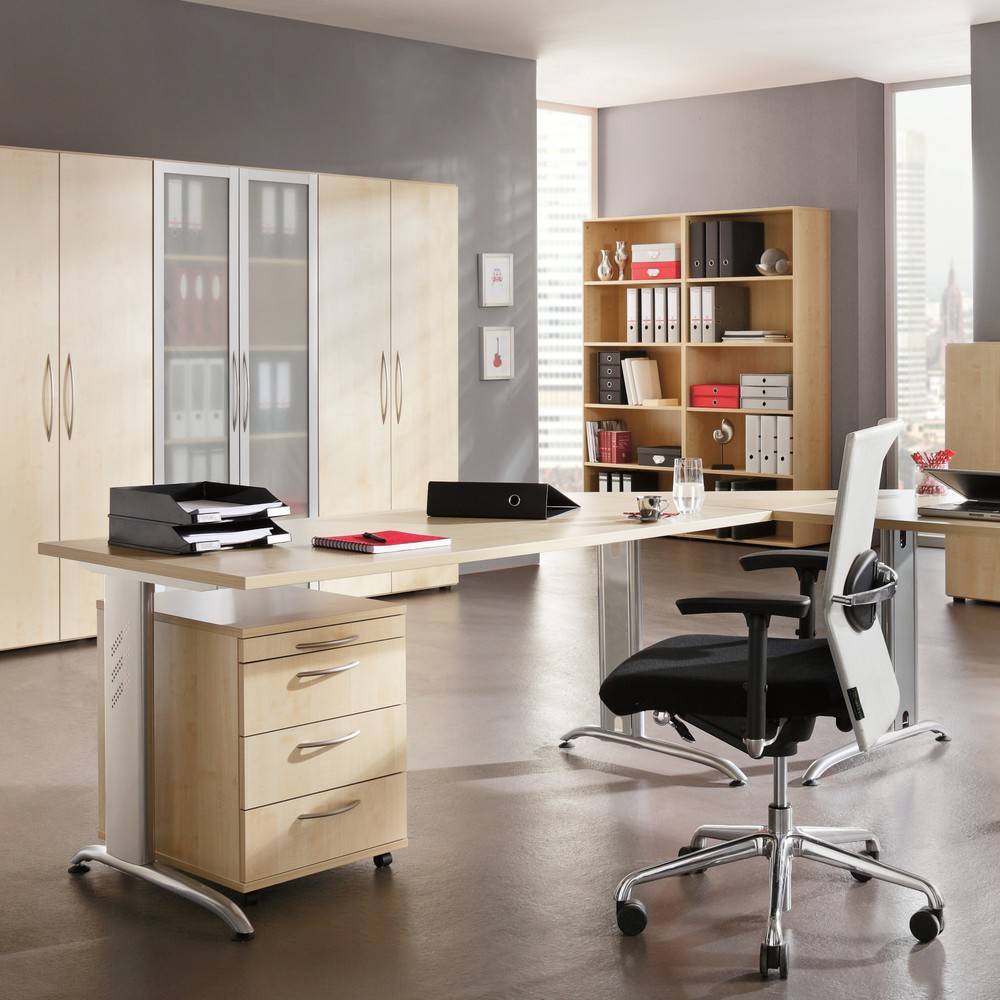 Büroschrank, für Akten/Ordner, 4 Fachböden, Bogengriff, 800 x 346 x 1880 mm, weiß/weiß-0