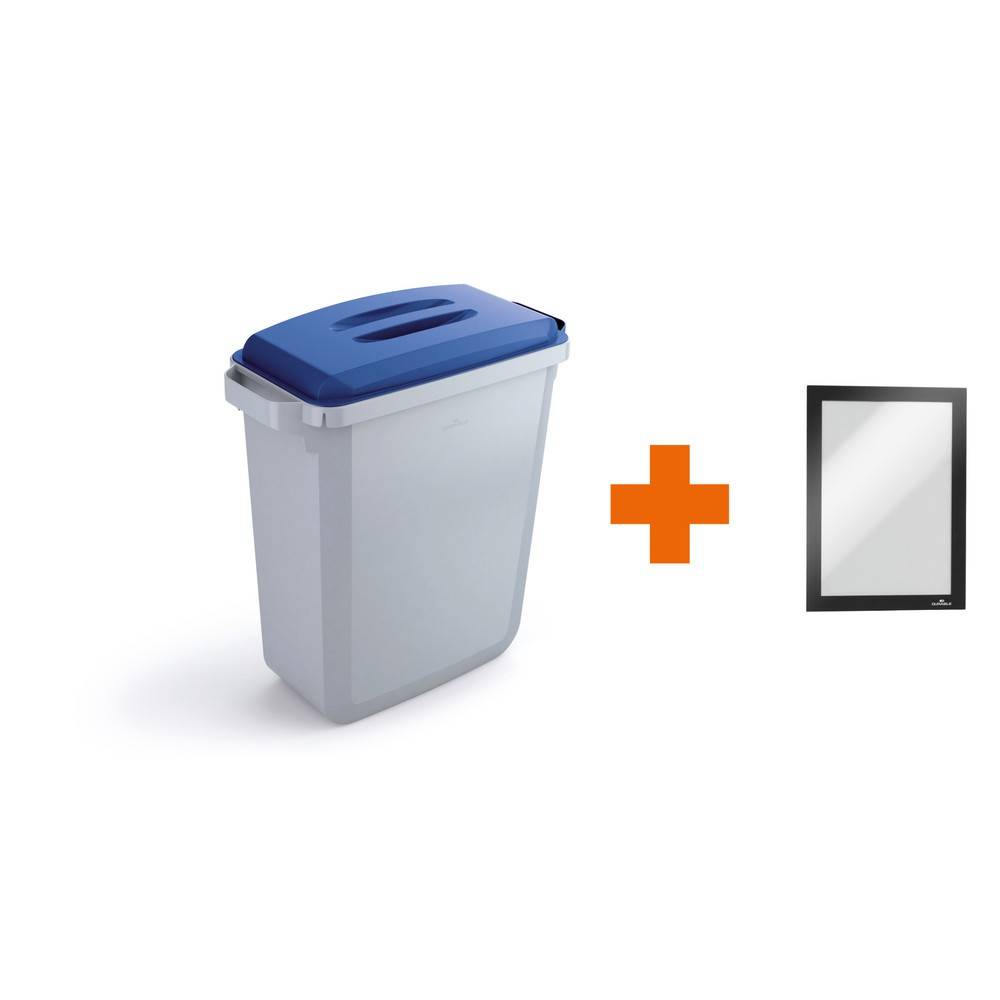 DURABLE Abfallbehälter DURABIN® 60L mit Deckel + Info-Rahmen DURAFRAME-0