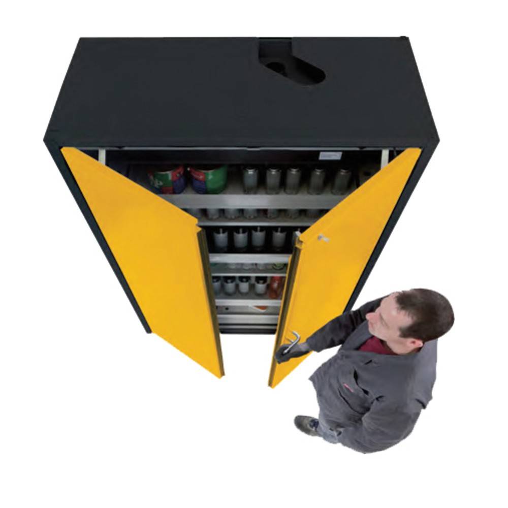 Gefahrstoffschrank - 1.953x1.193x615 mm - 3 Fachböden - Lochblech - Front reinweiß-2