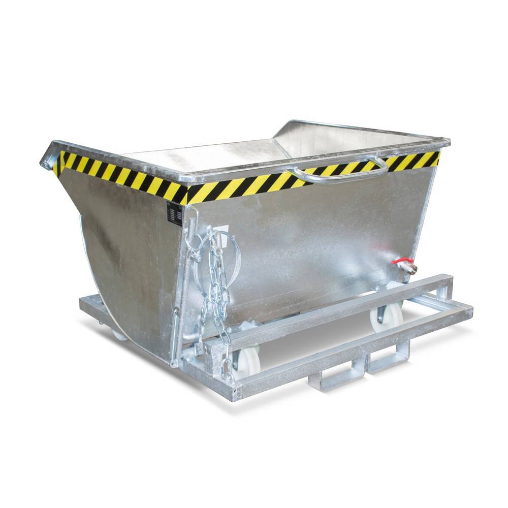 Bauer® Späne-Kippbehälter mit Abrollmechanik und Rollensatz, niedrige-0