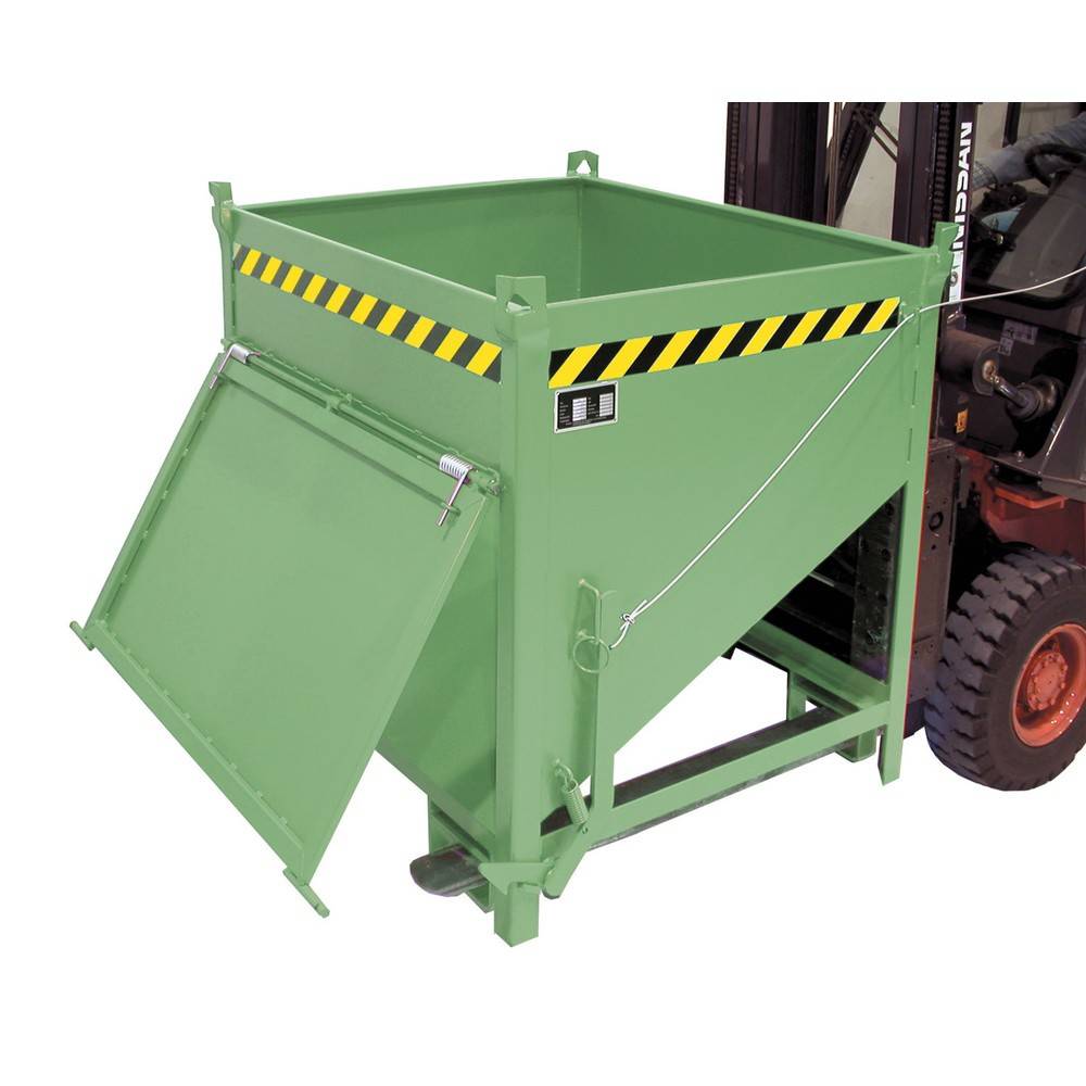 Bauer® Silobehälter mit Klappe, lackiert, Volumen 0,75 m³, RAL 6011 re-0