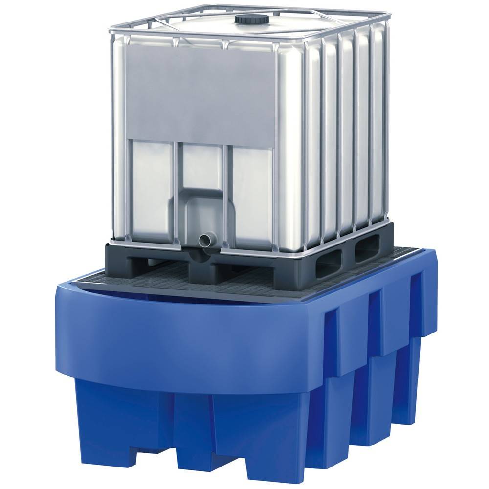 asecos® Auffangwanne aus PE für IBC-Container, integrierter Abfüllbere-0