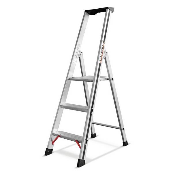 HYMER Stufen-Stehleiter Alu-Pro, 1-seitig begehbar, Standhöhe 0,65 m