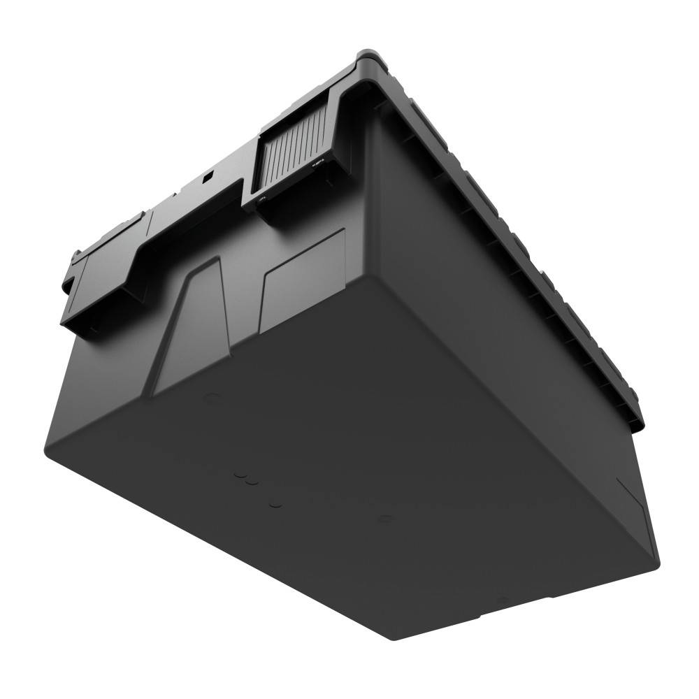 Alpha Eurobox aus PP-Regranulat mit Klappdeckel, schwarz/gelb, 77 Lite-1