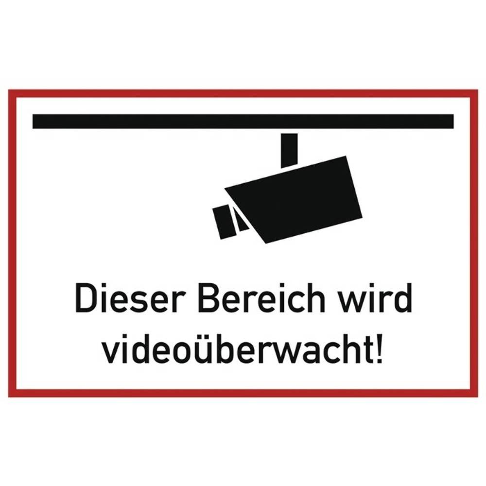 Hinweiszeichen Videoüberwacht L300xB200mm weiß schwarz Alu.-1