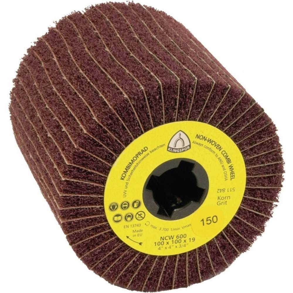KLINGSPOR Satinierwalze NCW 600 S COMBI, Ø100xB100mm, 180, 19 mm-0