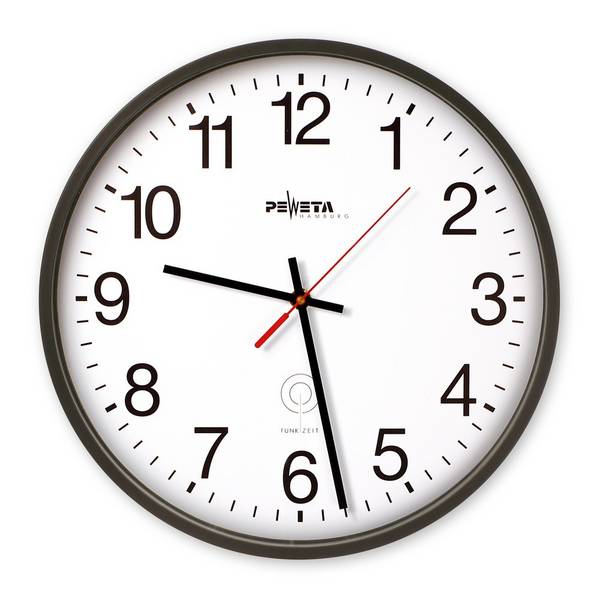 PEWETA Funk-Wanduhr DCF77 Typ 130, Ø 300 mm, schwarz