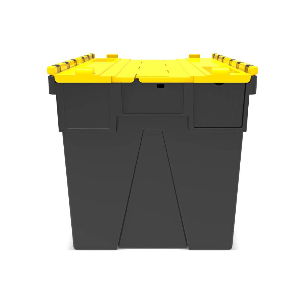Alpha Eurobox aus PP-Regranulat mit Klappdeckel, schwarz/gelb, 77 Lite-2