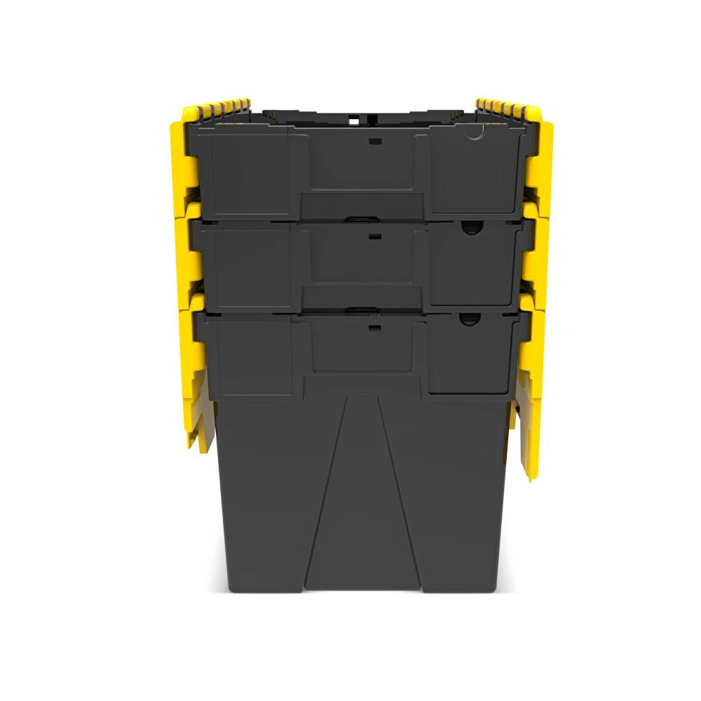 Alpha Eurobox aus PP-Regranulat mit Klappdeckel, schwarz/gelb, 77 Lite-3