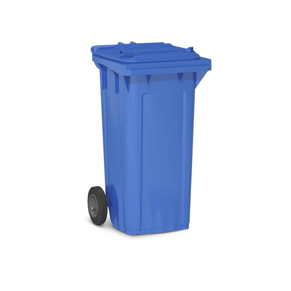 Kunststoff-Mülltonne mit Rollen, 120 Liter, blau-0