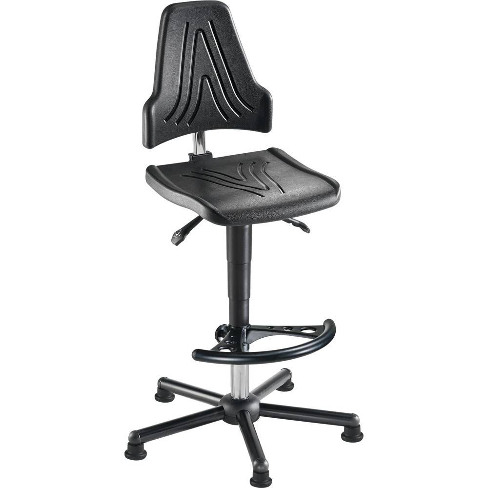 ESD-Arbeitsdrehstuhl,Standardsitz schwarz,PU-Schaum,Sitz HxBxT 590-840x470x480mm,Fußstütze,Stahl-Fußkreuz,Gleiter-1